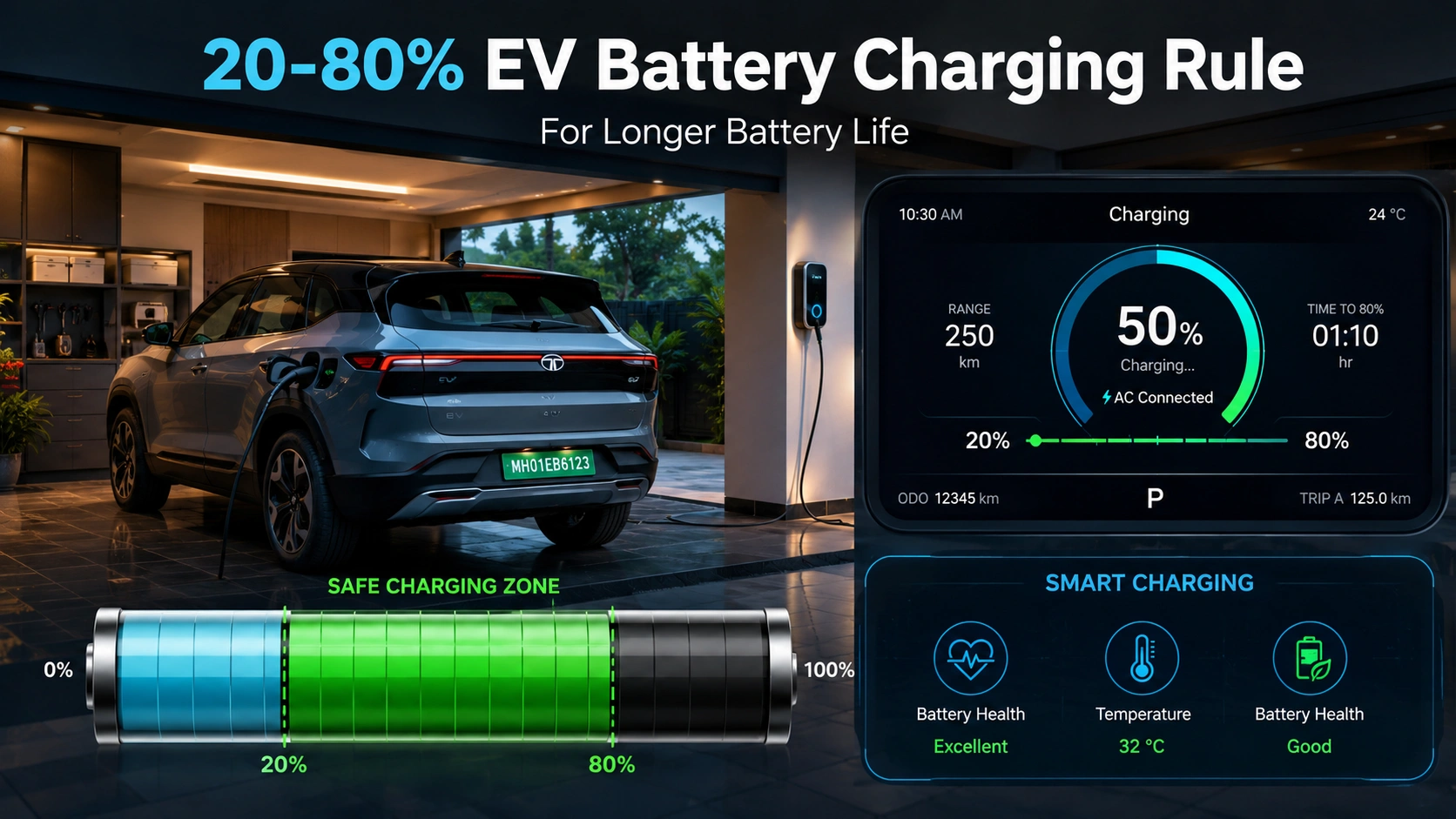 20-80% EV battery charging rule for longer battery life