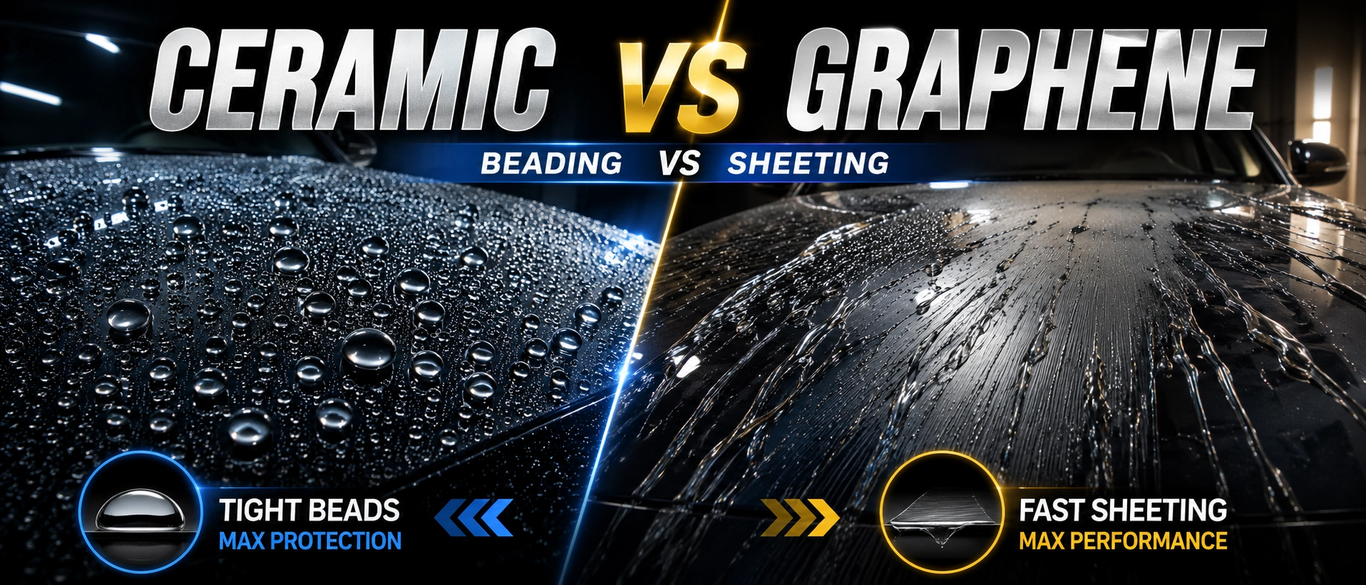 Ceramic coating vs Graphene coating comparison water beading sheeting