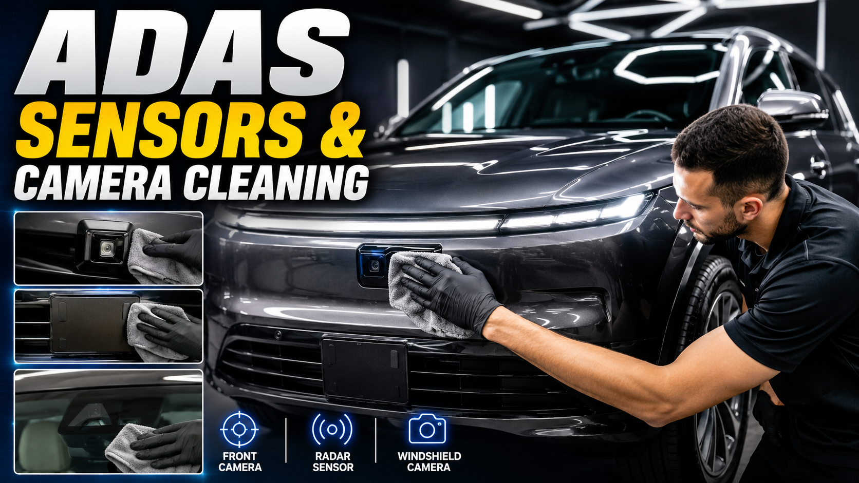 EV ADAS sensor and camera cleaning with microfiber