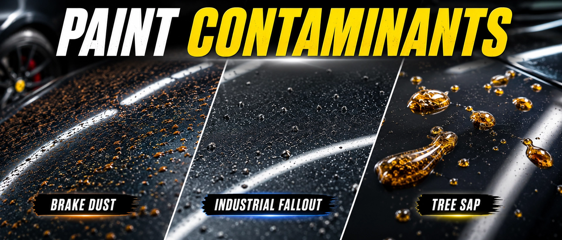 Paint contaminants brake dust industrial fallout tree sap