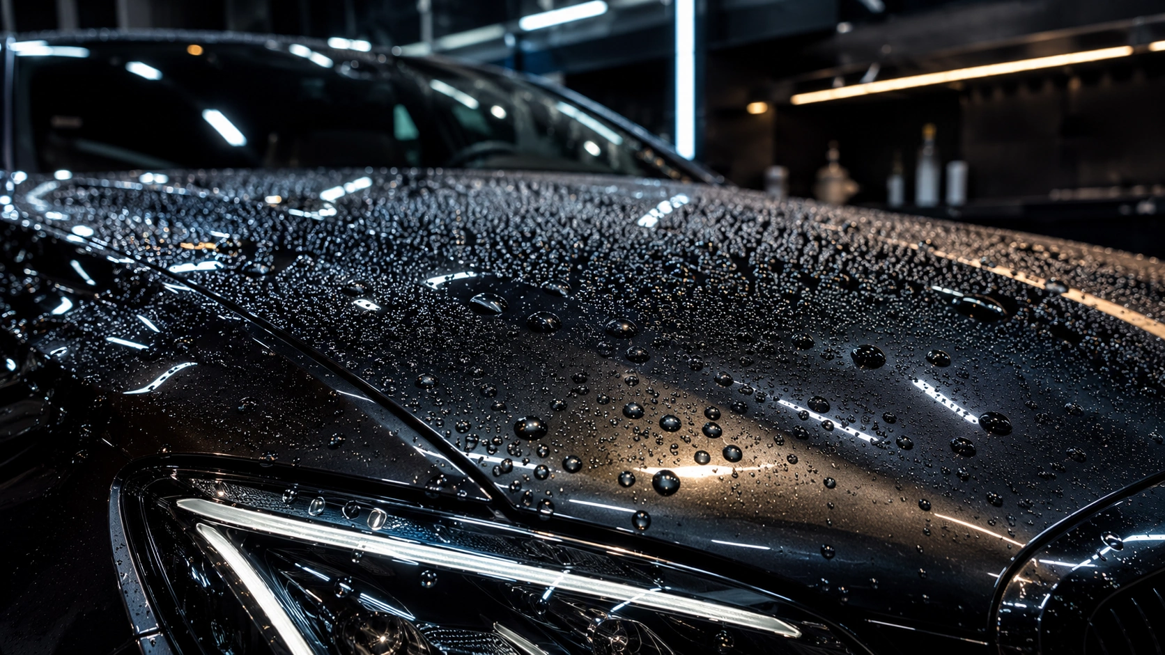 ceramic coating hydrophobic protection on luxury car paint