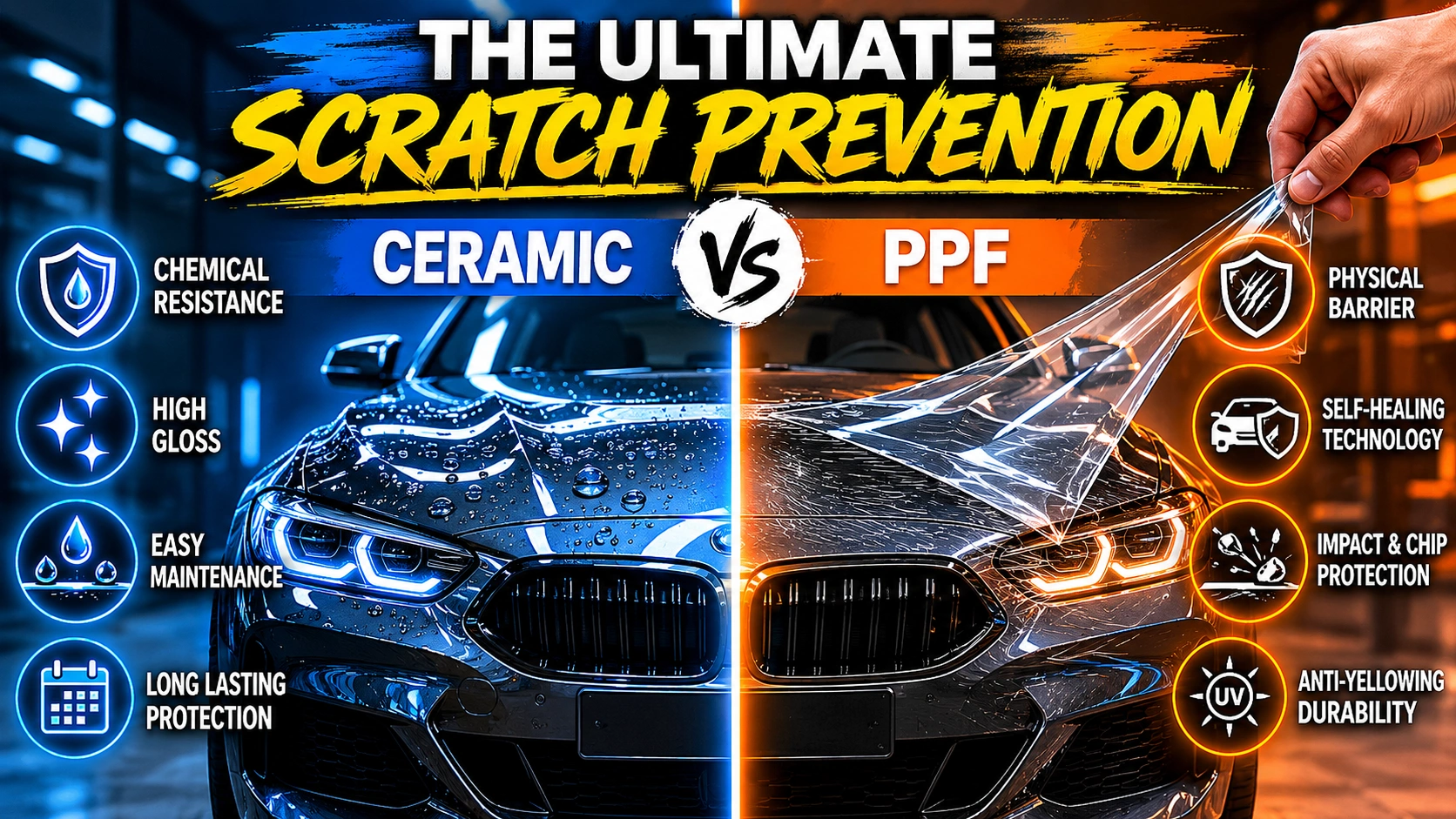 ceramic coating vs PPF scratch protection comparison