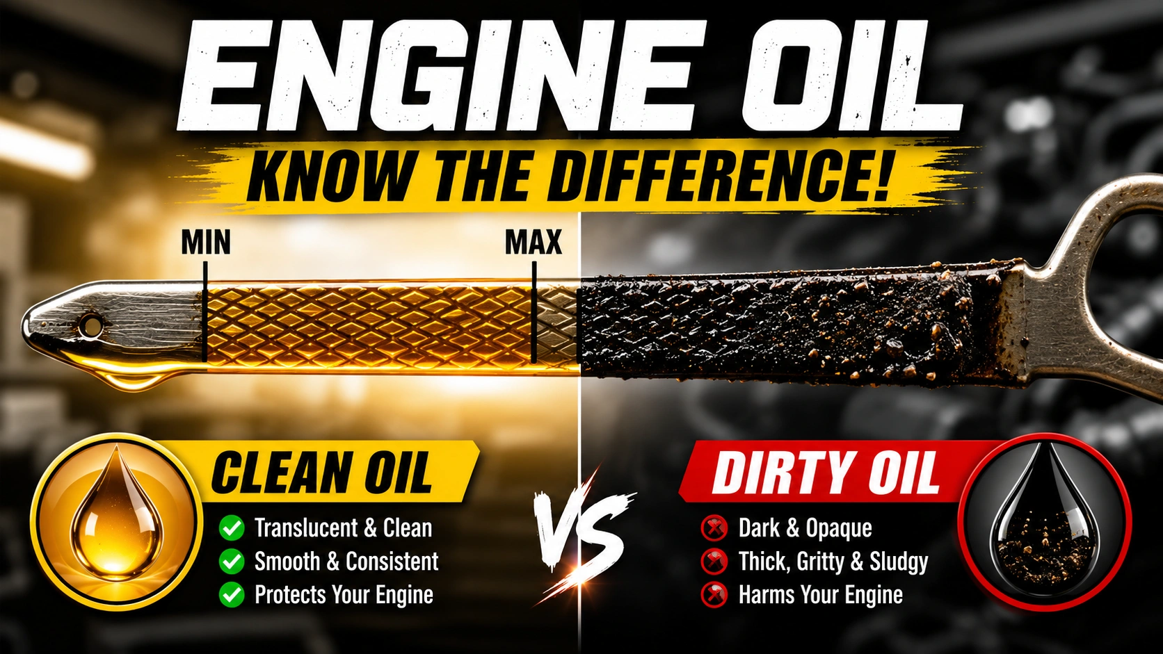 Visual dipstick guide for engine oil change min max markers