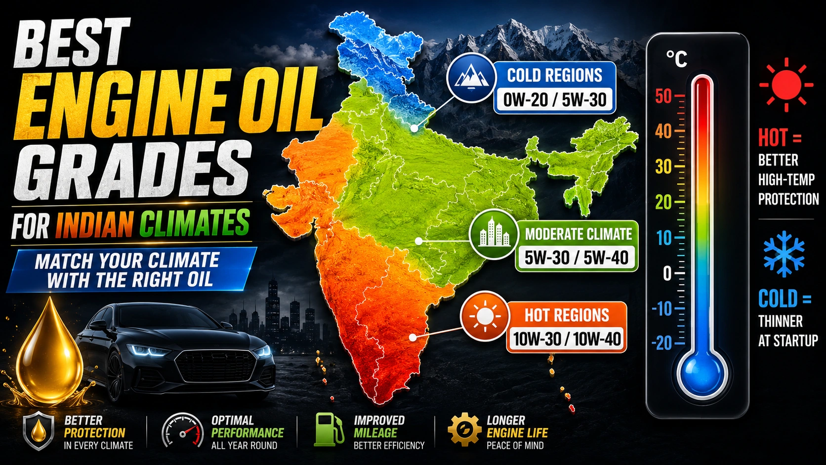Best engine oil for Indian cars and climates map guide