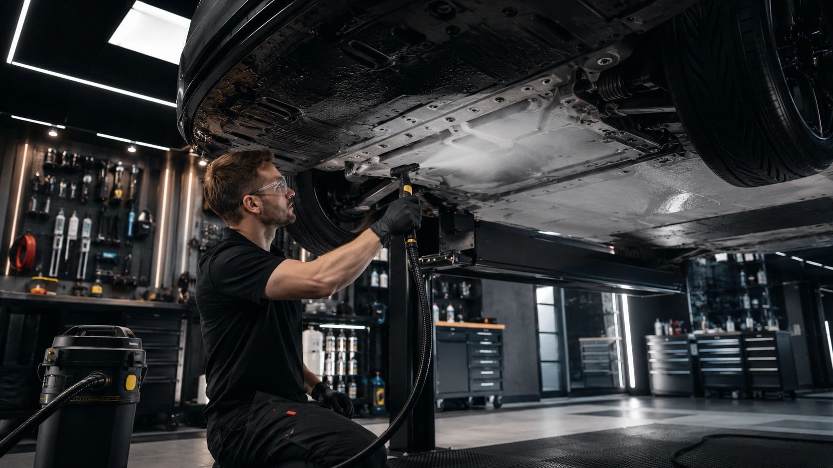 Professional EV battery housing cleaning at Detailing Devils