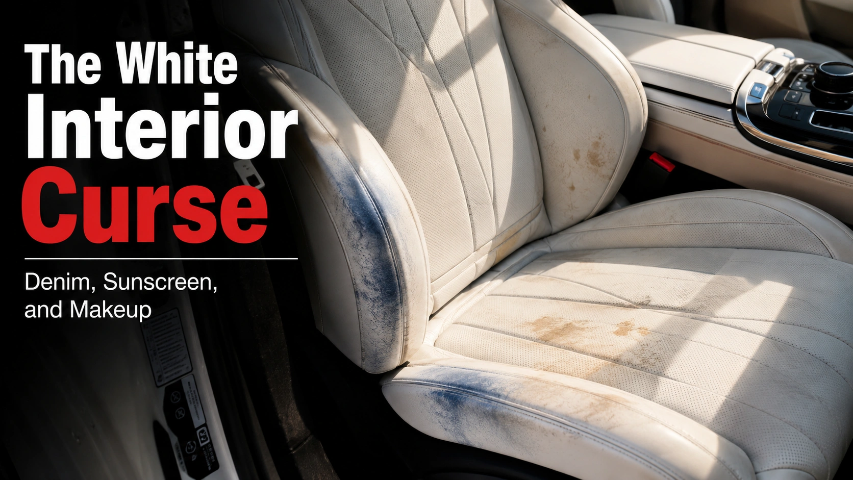 blue jeans dye transfer on white leather car seats