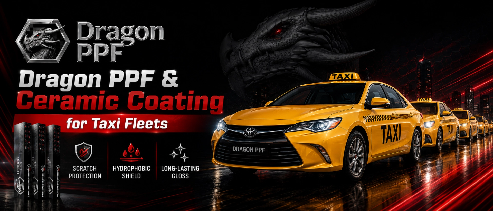 PPF and ceramic coating application on commercial taxi for fleet protection