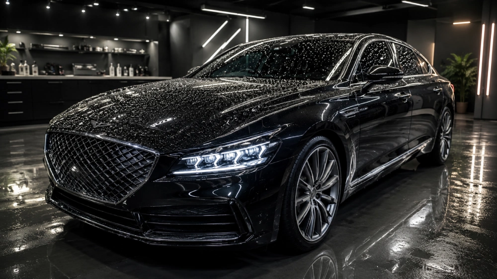 Extreme hydrophobic water beading on ceramic coated car